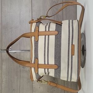 Fossil striped canvas tote Gem